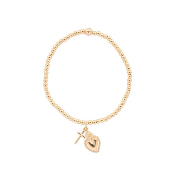 MILOR SILVER Gold Made In Italy Sterling Silver Bead Stretch Charm Bracelet - Picture 1 of 2